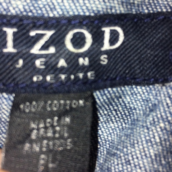 IZOD Denim vest studded retro Y2K P/L punk preppy 100% cotton distressed… - Picture 6 of 6
